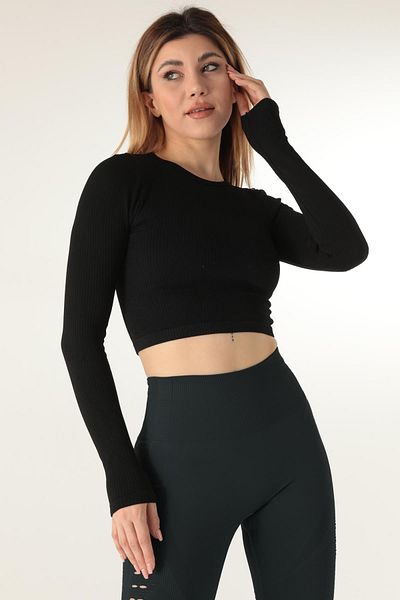 Doremi Crew Neck Corded Long Sleeve Crop