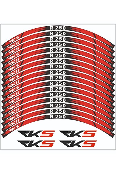 MOTOSEPETİM RKS R250 YAZILI JANT KAPLAMA ŞERİDİ JANT ŞERİDİ STİCKER KIRMIZI U...