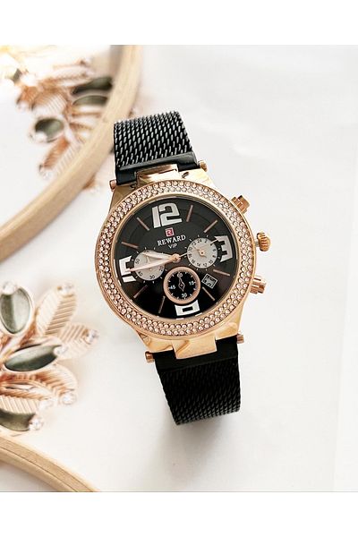 Reward Black Color Straw Cord Women's Wristwatch