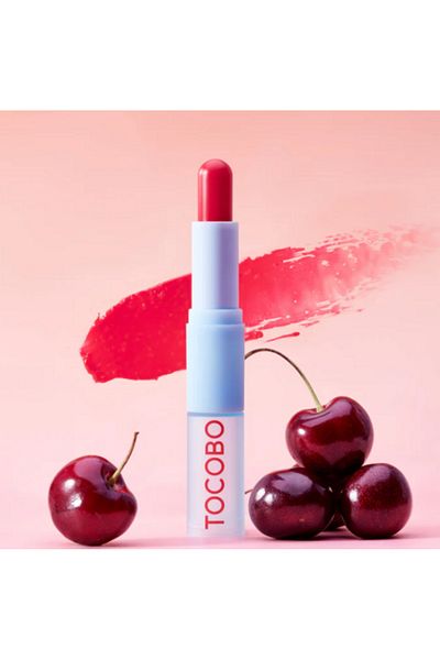 TOCOBO Glass Tinted Lip Balm, Flush Cherry, Glossy Cherry.