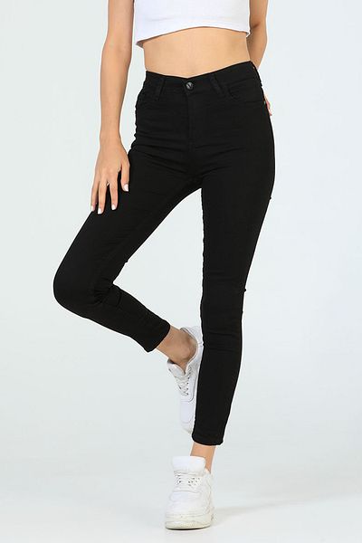 GÜLSELİ Black Women's High Waist Lycra Gabardine Trousers