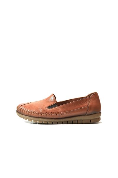 Onlo Ayakkabı 41 Genuine Leather Tan Orthopedic Women's Mother Shoes