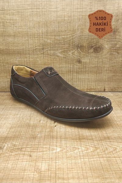 EMİN Ορθοπεδικά Nubuck Δερμάτινα χωρίς κορδόνια Καφέ Casual Ανδρικά Παπούτσια Tek0014