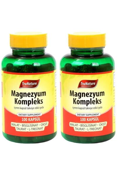 Trunature Magnesium Complex 2x100 Kapsül Magnezyum Kompleks Malat Bisglisinat Taurat Sitrat Oksit Ka