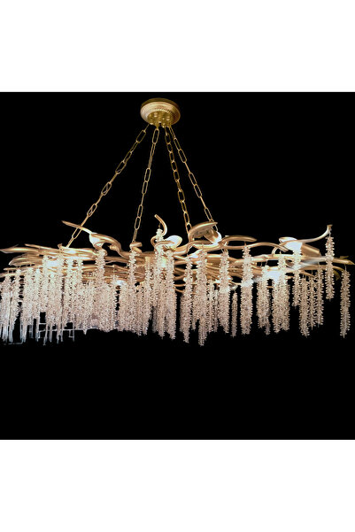 öalpa Işıltı Kristal Taşlı Sarı Renkli Lüks Salon , Oturma Odası Avize