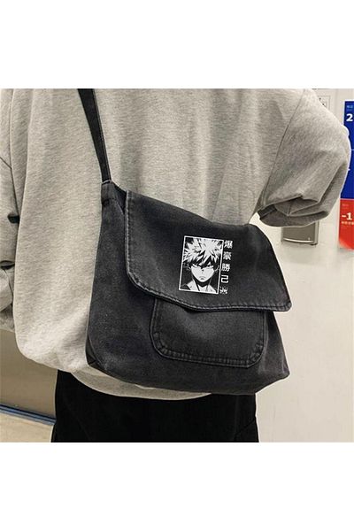 Touz Geantă Messenger Blunt Blunt Bakugou Printed Vintage Unisex Gri Denim