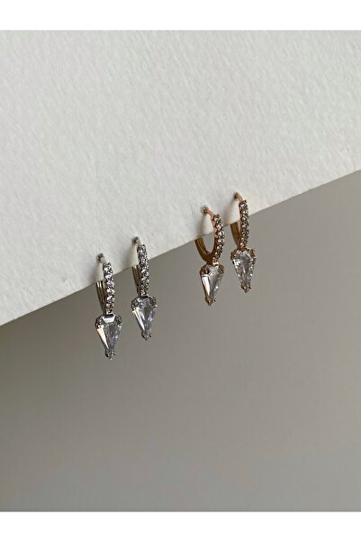 Owentis أقراط دياندرا من الفولاذ المقاوم للصدأ باللون الذهبي الوردي والماس - لا تشويه -