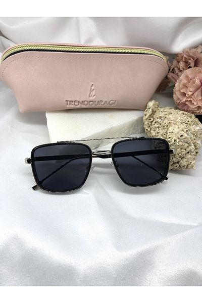 Di Caprio Soy Vintage Silver Black Detailed Black Women's Sunglasses