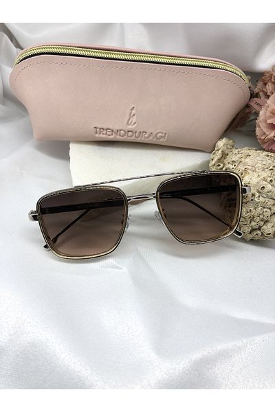 Di Caprio Brown Women's Sunglasses with Soy Vintage Gold Silver Detail