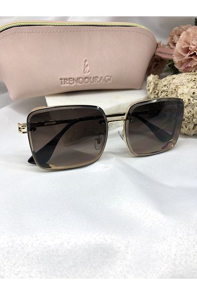 Di Caprio Lons Design Gold Detail Bitter Brown Women's Sunglasses