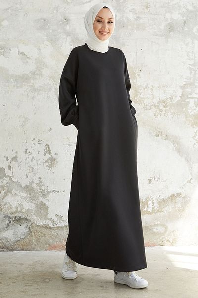 InStyle Φόρεμα Nevra Scuba με Τσέπες - Μαύρο