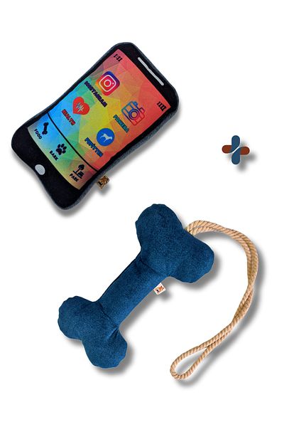 UTDpet Pawphone Mobile Phone Dog Toy with Sound + Bestie Traction Bone Dog Toy