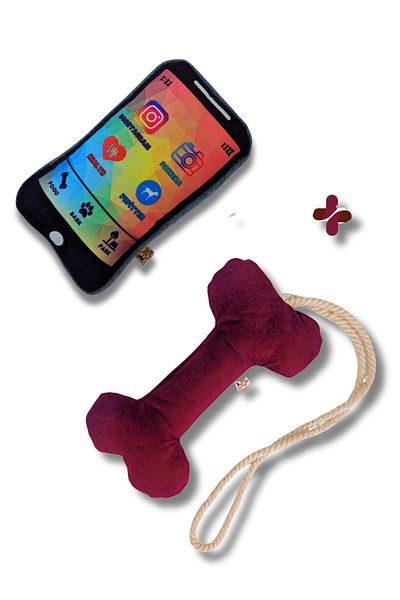 UTDpet Pawphone Mobile Phone Dog Toy with Sound + Bestie Traction Bone Dog Toy