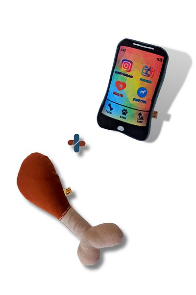 UTDpet Pawphone Mobile Phone Dog Toy with Sound + Chicky Sound Bone Dog Toy