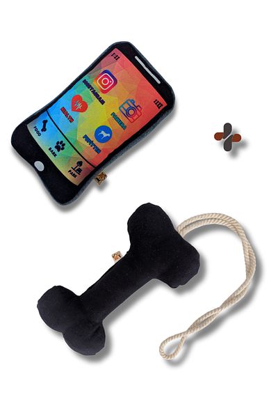 UTDpet Pawphone Mobile Phone Dog Toy with Sound + Bestie Traction Bone Dog Toy