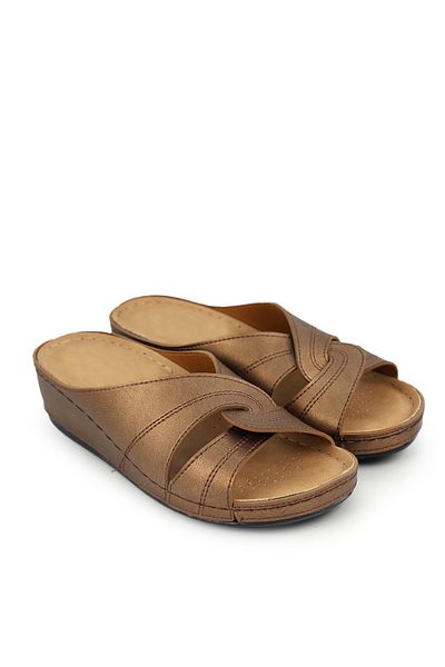 İncim ®| Hera Women's Copper Color Comfortable Orthopedic Comfort Anatomical Lightweight Home Slippers and Casual Slippers