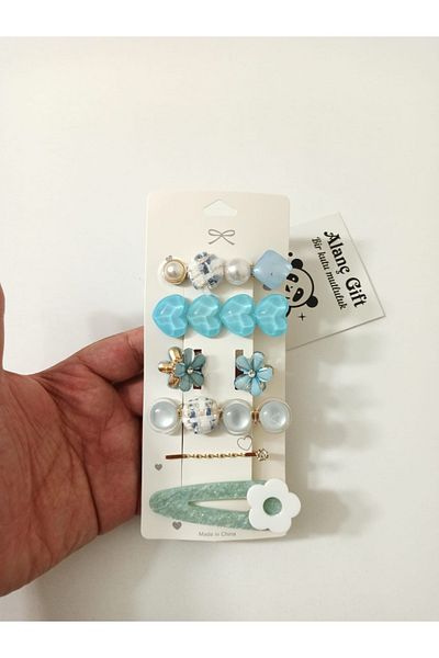 Alanç Gift Set cadou pentru Ziua Îndrăgostiților, Ziua Nașterii, Ziua Mamei Set de agrafe de păr cu design de sidef de culoare albastră