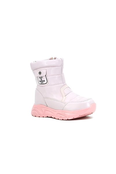 SEHER AYAKKABI Kız Çocuk Içi Kürklü Kaymaz Taban Fermuarlı Pudra Kar Botu
