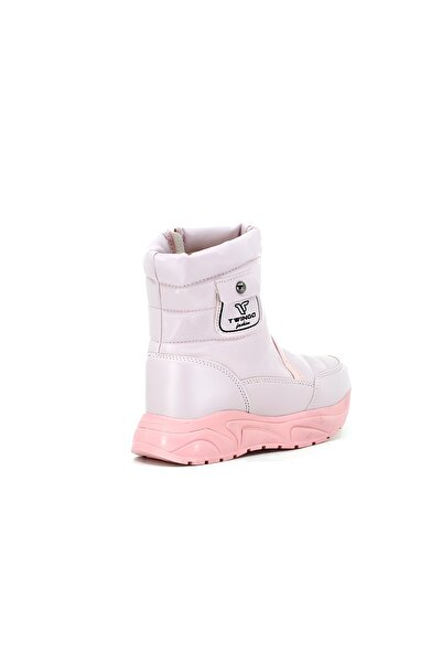SEHER AYAKKABI Kız Çocuk Içi Kürklü Kaymaz Taban Fermuarlı Pudra Kar Botu