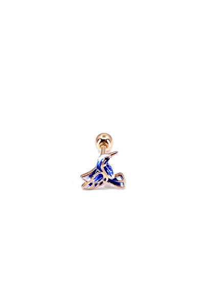La femme by begum Lacivert Mineli Kuş Rose Gold, 925 Ayar Gümüş Piercing,helix,tragus,flat,conch Top Döndürme Piercing