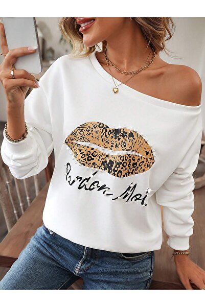 Adrift Серія Coke LUNE Lip & Letter Графічна асиметрична кофта з опущеними пл...