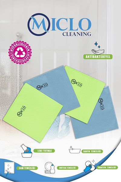 MICLO CLEANING 4 Pieces 40x40 Magic Glass Cloth Baklava Pattern