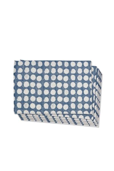 The Mia Blue Dot Pattern American Service Set of 6 50 X 35 Cm Txt0294