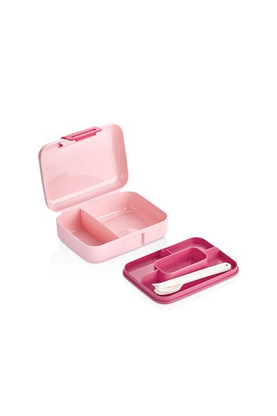 Vagonlife Lunch Box Double Layer Bottom Chamber Two Compartments Food Storage Container Fork Spoon Knife Set