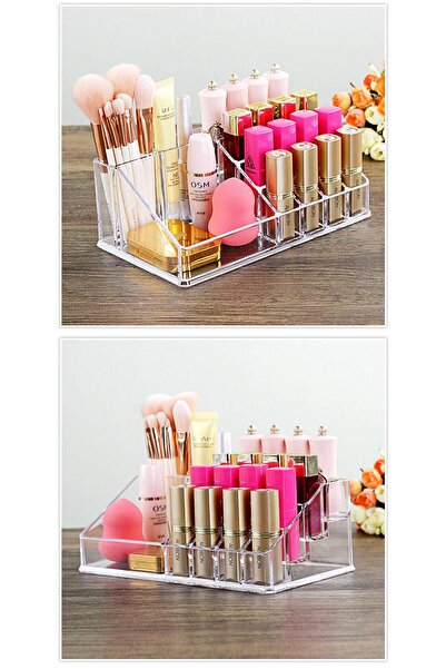 Kenpool منظم مكياج أكريليك شفاف مكون من 16 حجرة