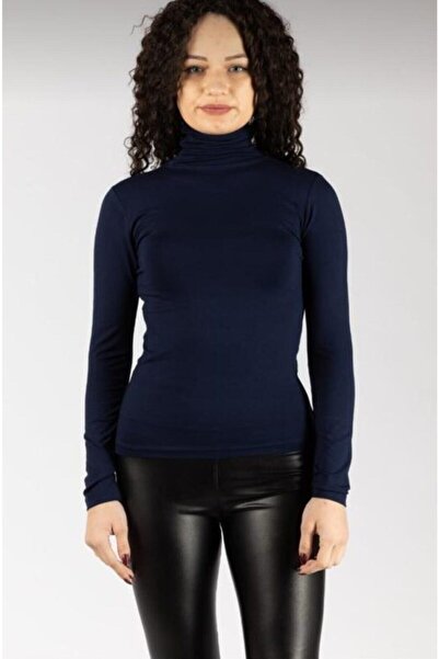 kuayscarfs Kadın Lacivert Boğazlı Penye Badi