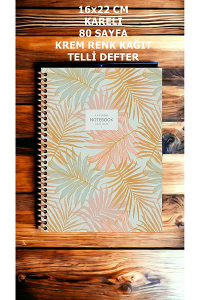 KESKİN COLOR CHECKED 16X22 CM 80 SHEETS CARTON COVER WIRE BUTTER CREAM COLOR PAGE LA PLUME LIGHT BUTTER