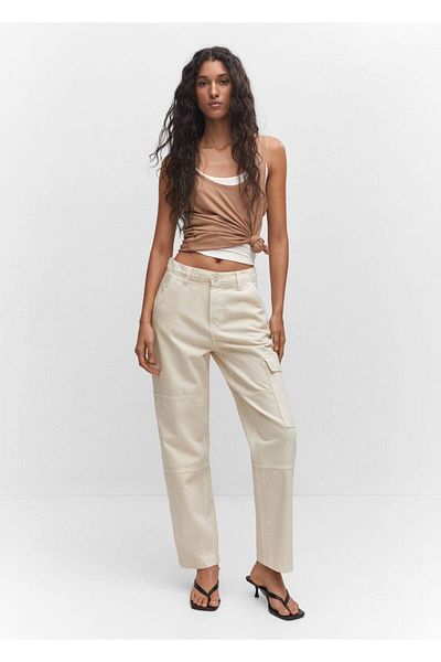MANGO Woman Cargo-Jeanshose mit Taschen