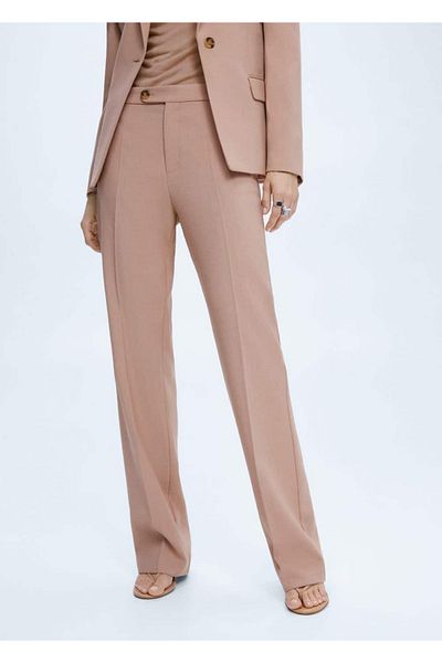 MANGO Woman Straight Cut Fabric Trousers