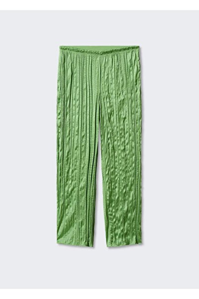 MANGO Woman Pilili Saten Pantolon