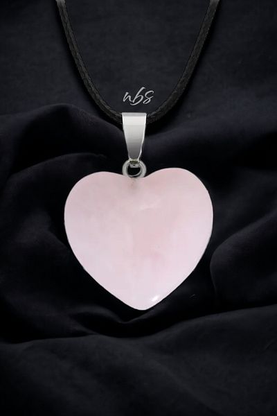 NBS Beautiful Naturel Stones Love Magnet Pink Quartz Natural Stone Necklace