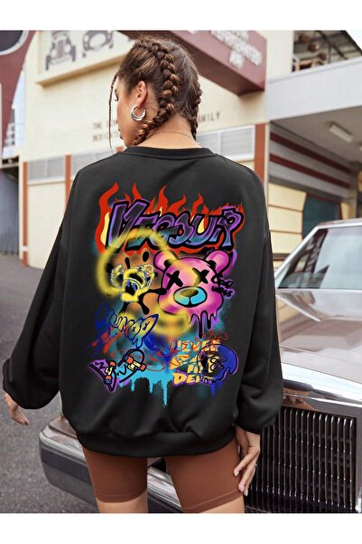 Adrift Hanorac Coolane Letter & Cartoon Graphic Drop Shoulder din seria Coke