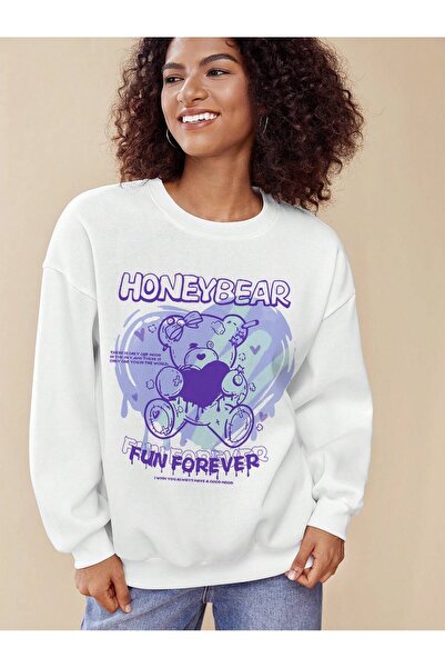 Adrift Hanorac din seria Coke Qutie Bear & Letter Graphic Drop Shoulder