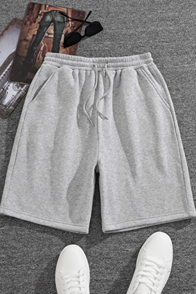 Gray Solid Regular Shorts