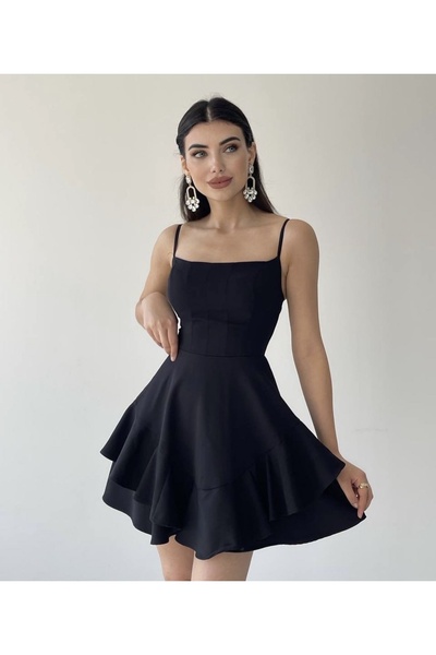 ETİKAFASHION Prenses Model Ip Askılı Kırmızı Elbise