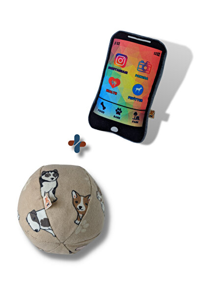 UTDpet Hoppie Sound Ball Dog Toy + Mobile Phone Dog Toy with Pawphone Sound
