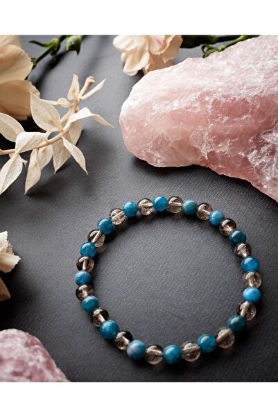 Genel Markalar Apatit ve Dumanlı Kuvars Doğal Taş Bileklik 6 mm