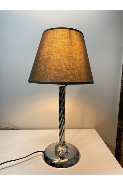 asellus Mette Twisted Lampshade with crystal detail, stol lamp, Table Lamp chrome Plated (silver color)