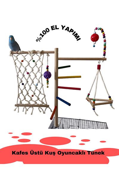 ADAPATİ PET Cage Top Game Perch with Bird Toy