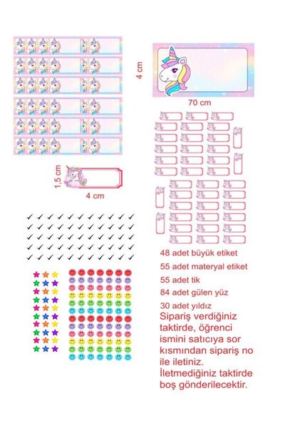 EyER Shoping Jednorog knjiga, sveska, školska etiketa, 270 komada, kroj pakov...