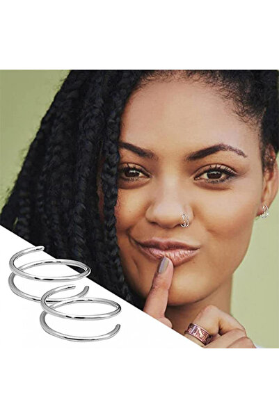 Begonia Accessories 925 Ayar Gümüş Çift Burgu Halka Küpe Helix Piercing