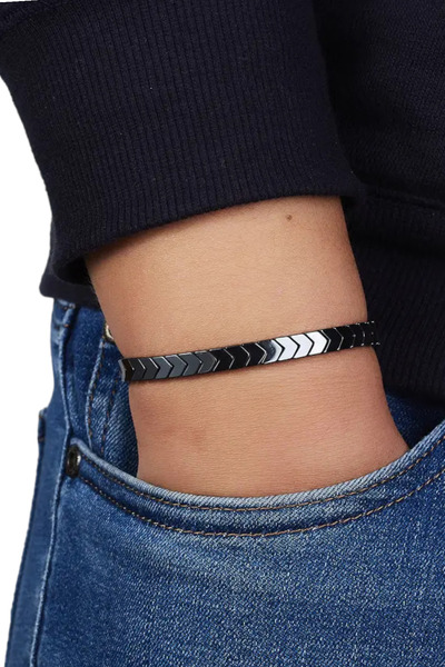 NBS Beautiful Naturel Stones الهيماتيت للجنسين السهم سوار الحجر الطبيعي