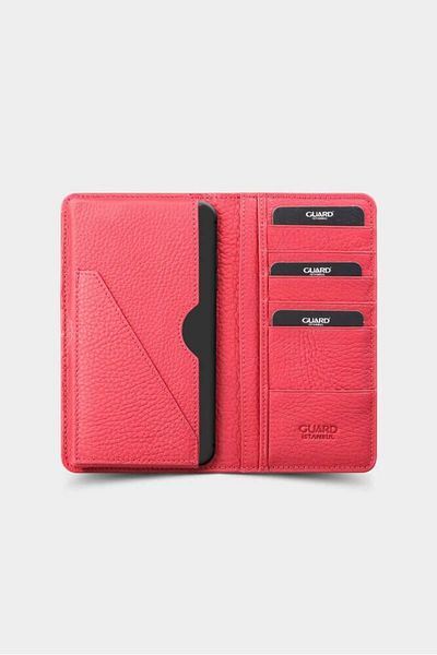 GUARD Red Genuine Leather Portfolio and Card Holder Set - Men/Women P1420