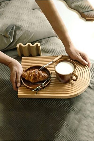 LinkaHome Wood Carved Half Rainbow Decorative Wooden Tray Presentation Tray Presentation Bathroom Tray