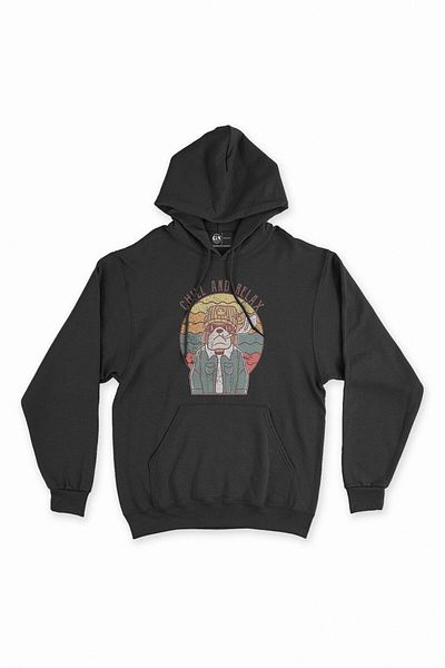 Pisa Art Oversize Chill And Relax Μαύρη φούτερ με κουκούλα Hoodie