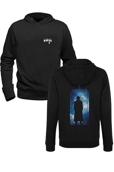 Pisa Art Φούτερ Dr Who Printed Μαύρο Μπροστινό Πίσω Τυπωμένο